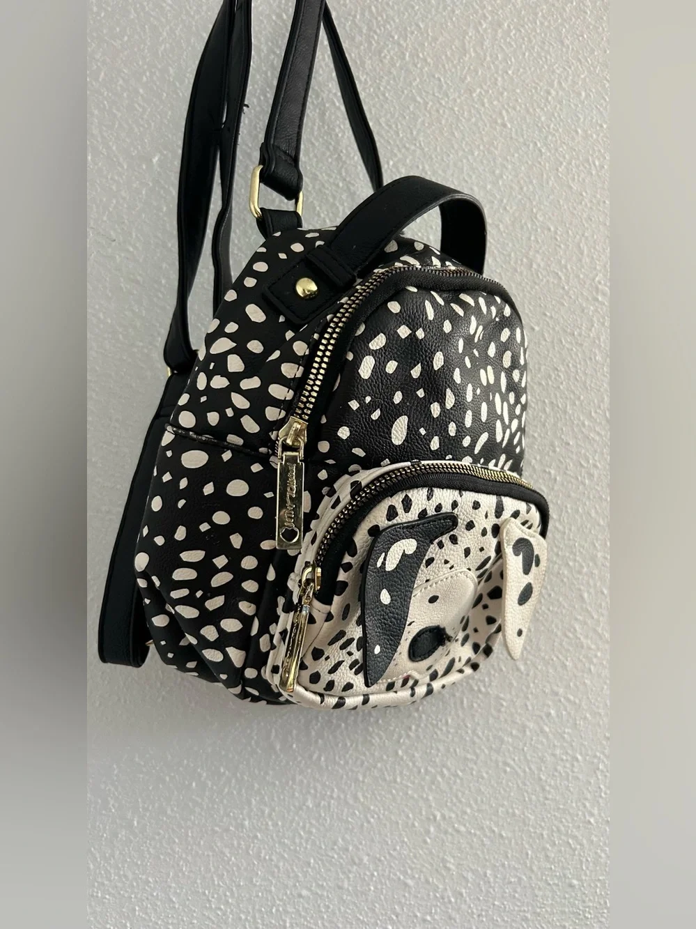 Betsey Johnson Black and White Dalmatian Mini Backpack